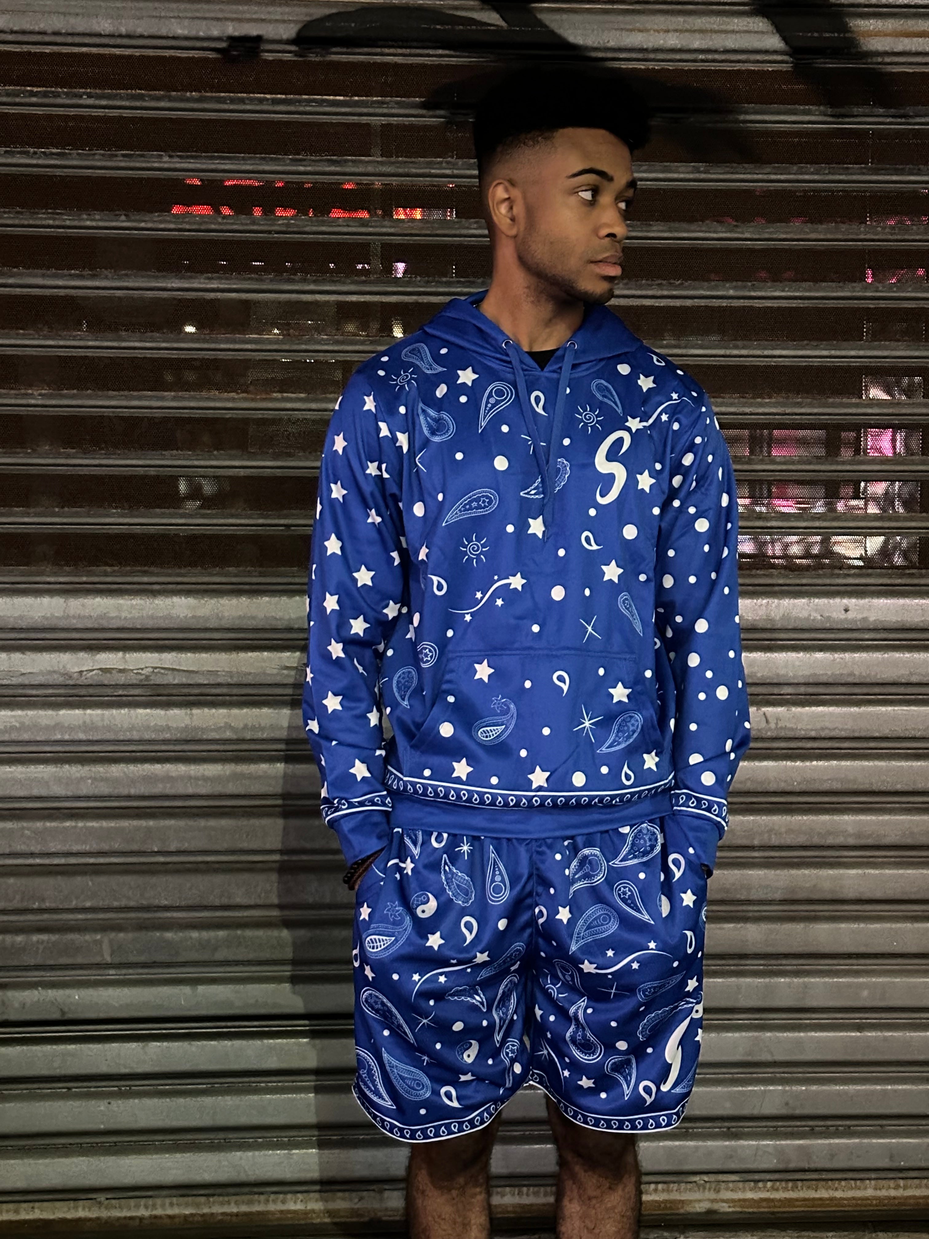 Bandana Paisley Shorts - Monarch Blue