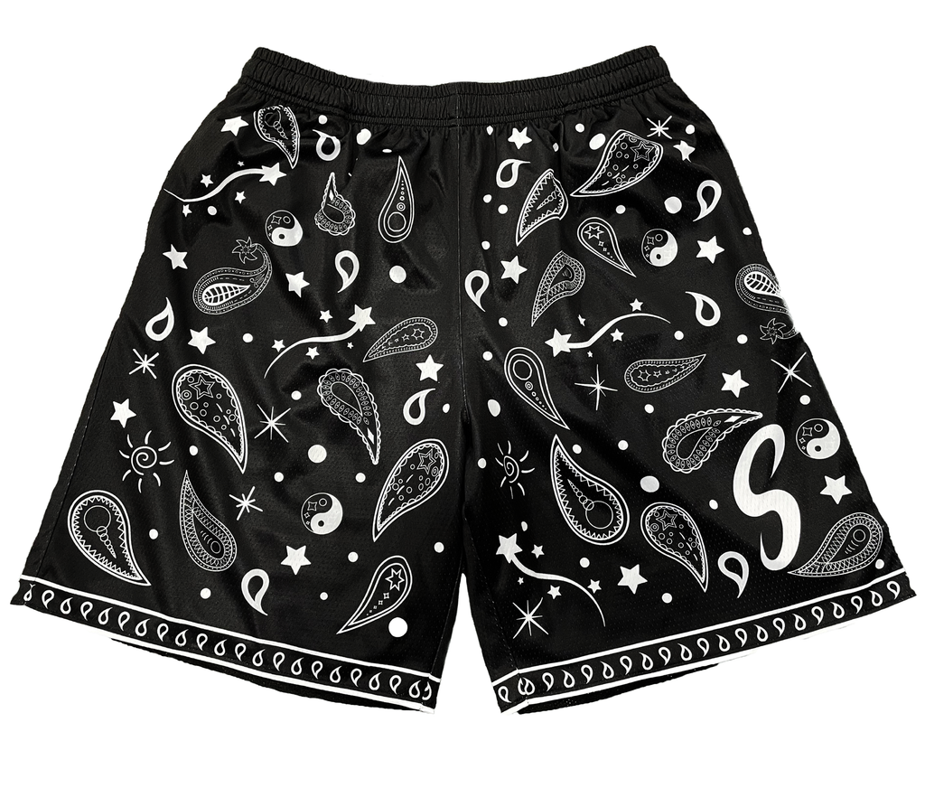 Bandana Paisley Shorts - Jet Black