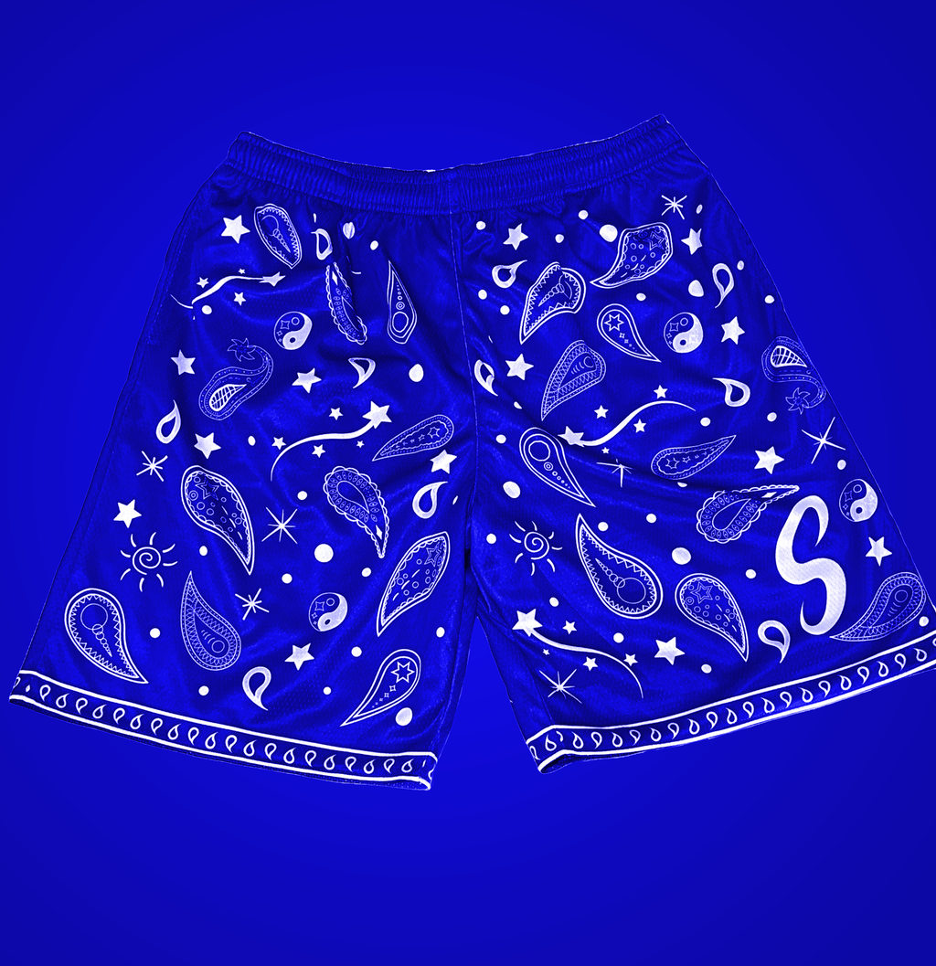 Bandana Paisley Shorts - Monarch Blue
