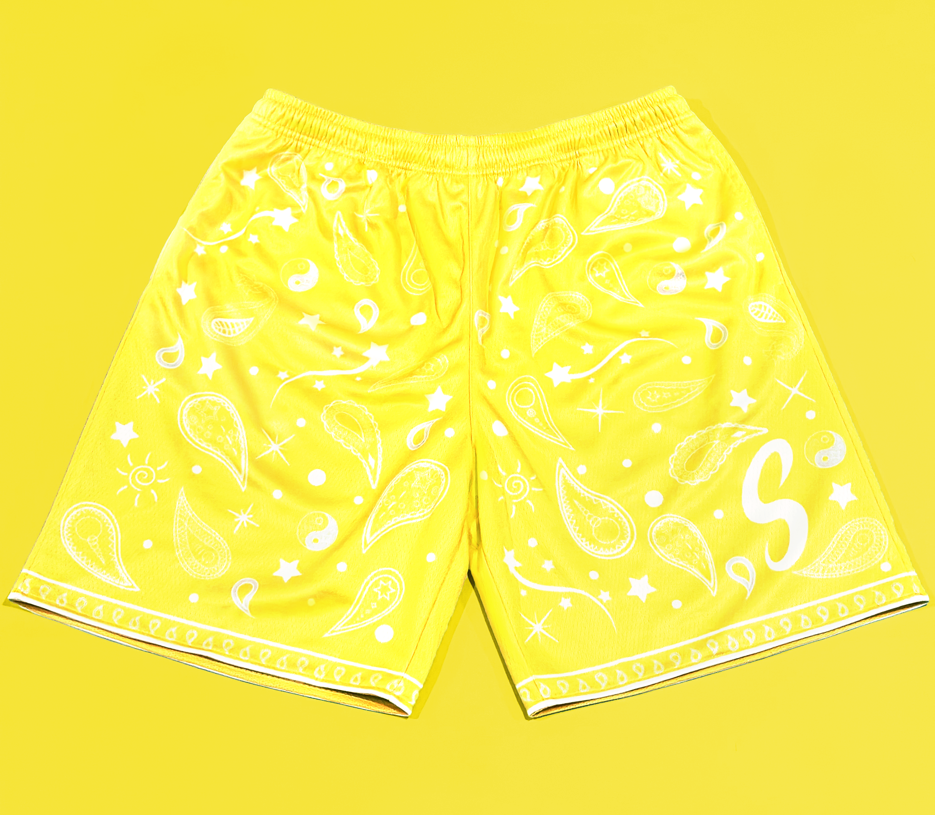 Bandana Paisley Shorts - Canary Yellow