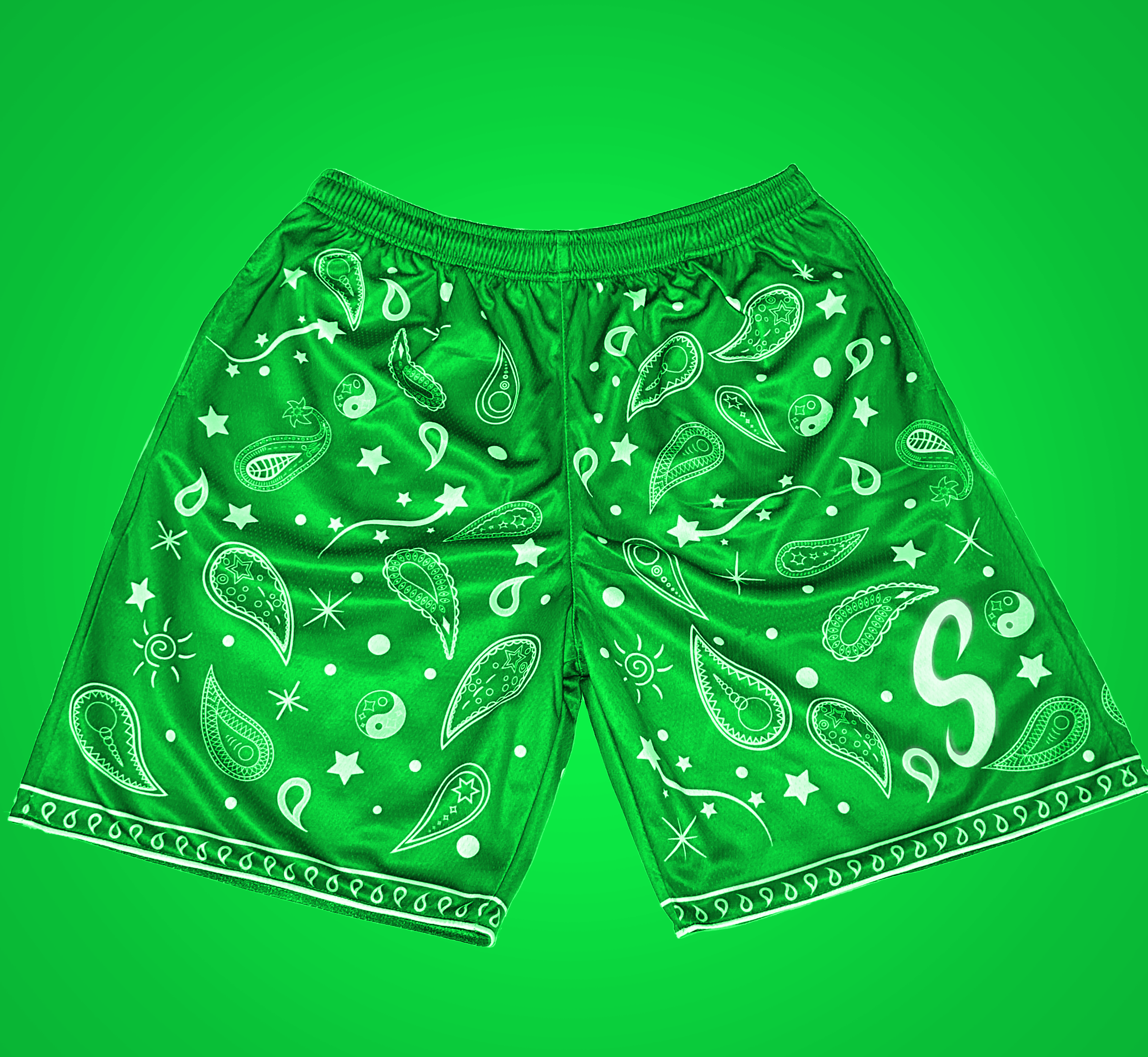 Bandana Paisley Shorts - Verdant Green