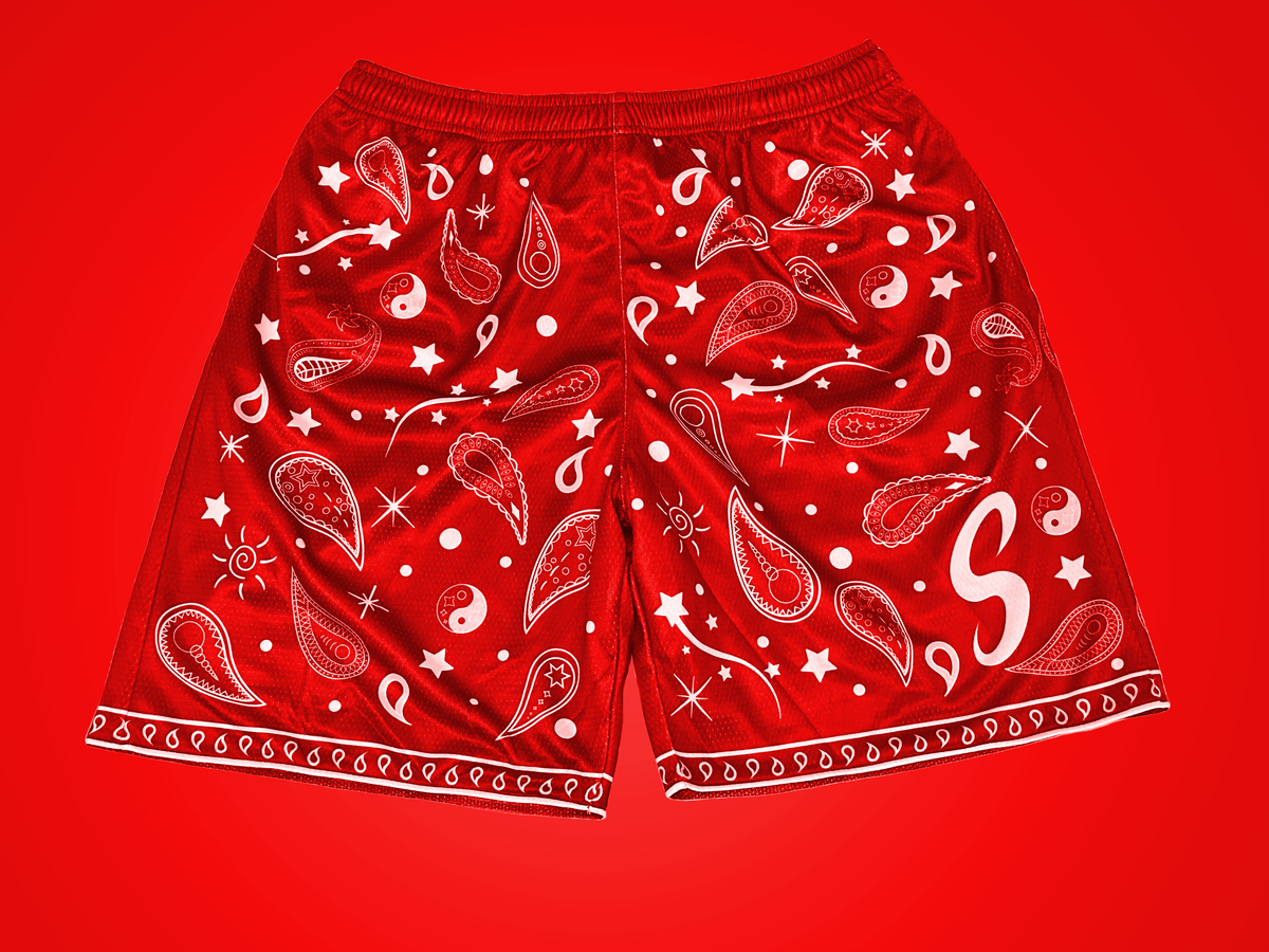 Bandana Paisley Shorts - Cardinal Red